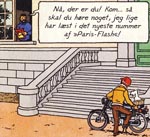 Tintin ankommer til Møllenberg på knallert og iført jeans